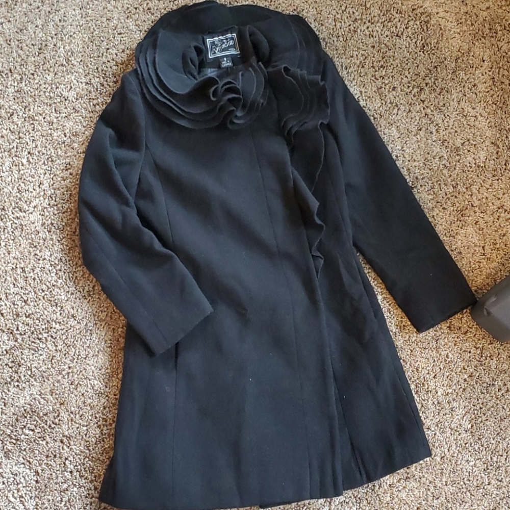 Rothschild Girls 8 Black Ruffle Coat